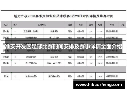 淮安开发区足球比赛时间安排及赛事详情全面介绍